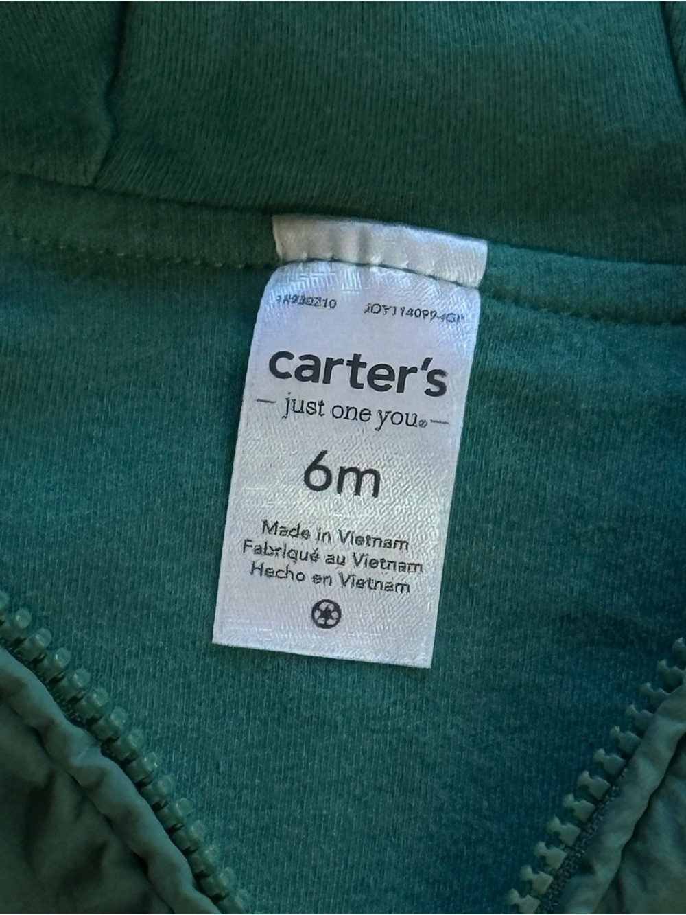 Carter's Green and Navy Hooded Windbreaker Jacket - Picture 2 of 4